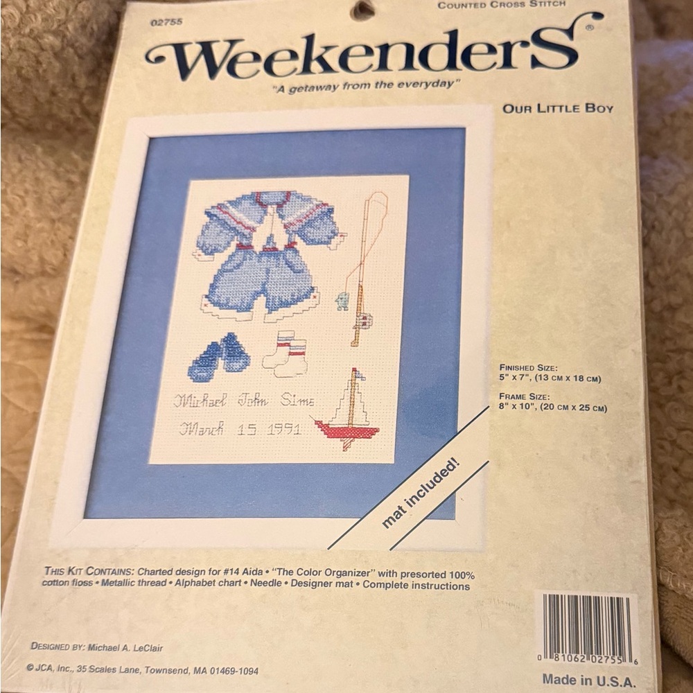 Weekenders Nautical Cross Stitch Kit with Blue and Red Accents